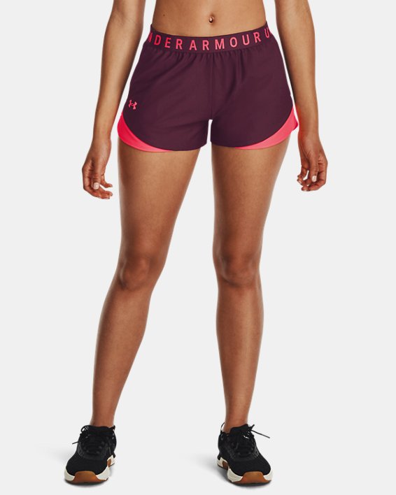 กางเกงขาสั้น UA Play Up Shorts 3.0 สำหรับผู้หญิง in Maroon image number 0
